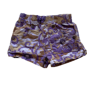 4/20$ baby purple & tan floral shorts size 6-9 months